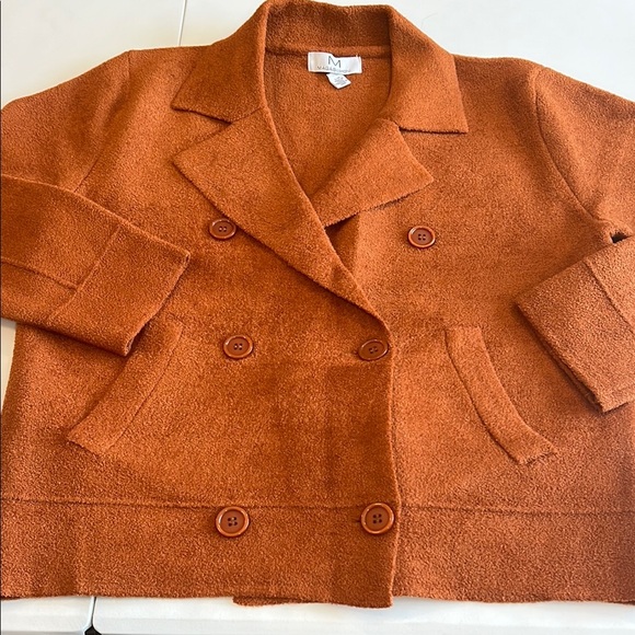 Magaschoni Orange Pea Coat Double-Breasted - large, - Picture 2 of 9